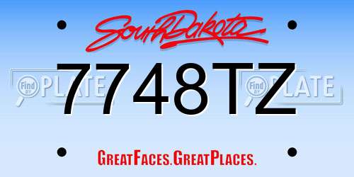 7748TZ South Dakota License Plate