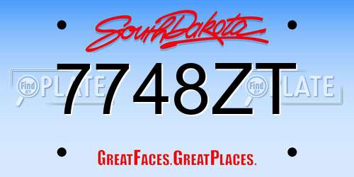 7748ZT South Dakota License Plate