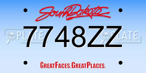 7748ZZ South Dakota License Plate