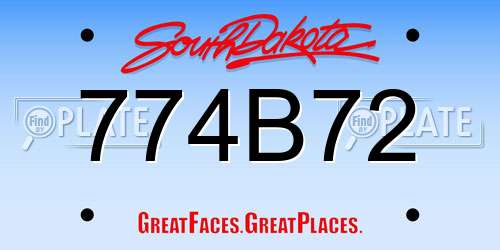 774B72 South Dakota License Plate