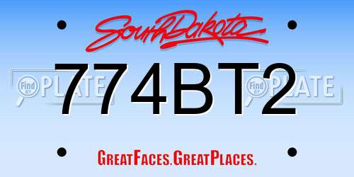 774BT2 South Dakota License Plate