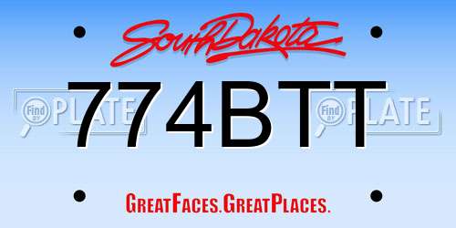 774BTT South Dakota License Plate