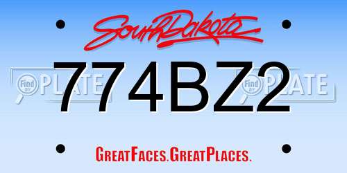 774BZ2 South Dakota License Plate