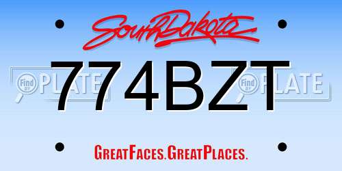 774BZT South Dakota License Plate