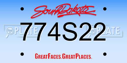 774S22 South Dakota License Plate