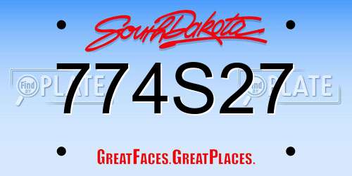 774S27 South Dakota License Plate
