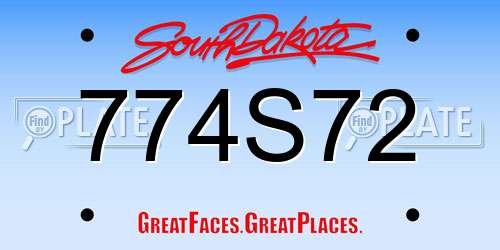 774S72 South Dakota License Plate
