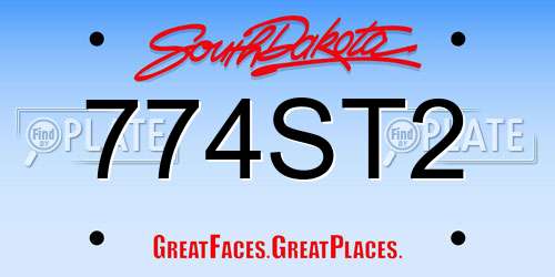 774ST2 South Dakota License Plate