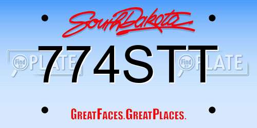 774STT South Dakota License Plate
