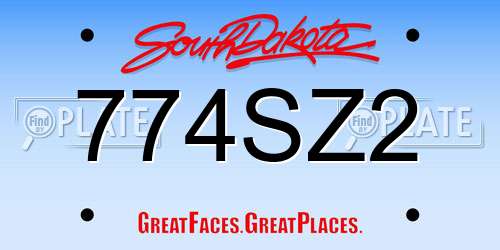 774SZ2 South Dakota License Plate