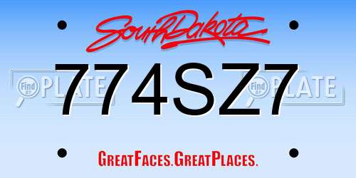 774SZ7 South Dakota License Plate