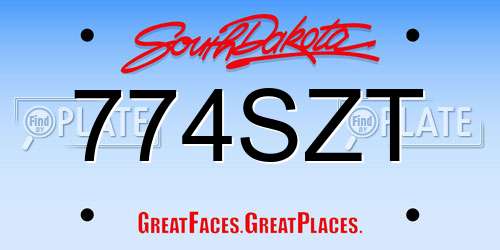 774SZT South Dakota License Plate