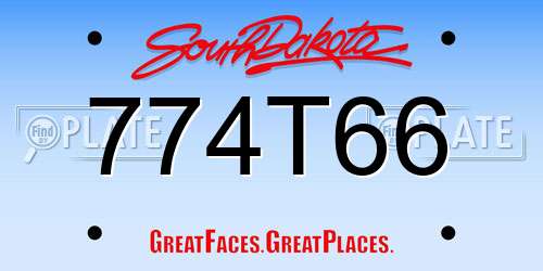 774T66 South Dakota License Plate