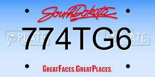 774TG6 South Dakota License Plate