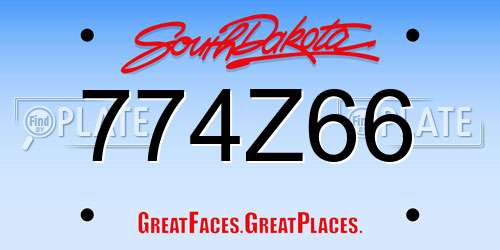 774Z66 South Dakota License Plate