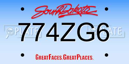 774ZG6 South Dakota License Plate