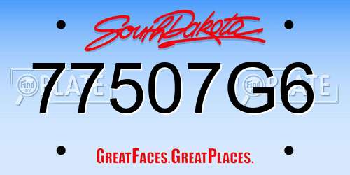 77507G6 South Dakota License Plate