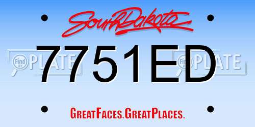 7751ED South Dakota License Plate
