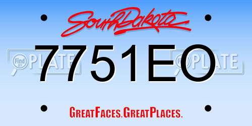 7751EO South Dakota License Plate