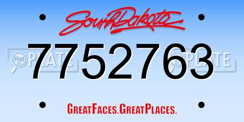 7752763 South Dakota License Plate