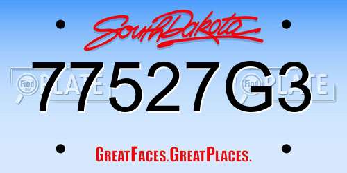 77527G3 South Dakota License Plate