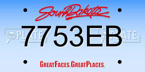 7753EB South Dakota License Plate
