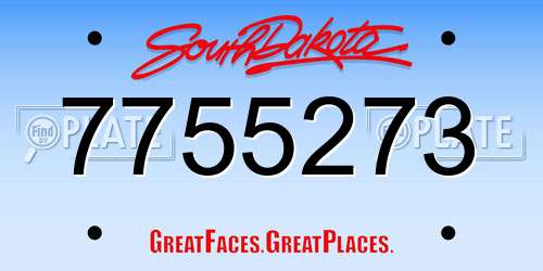 7755273 South Dakota License Plate