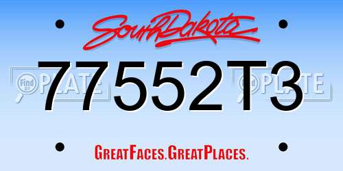 77552T3 South Dakota License Plate