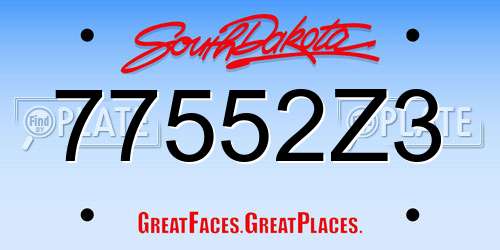 77552Z3 South Dakota License Plate