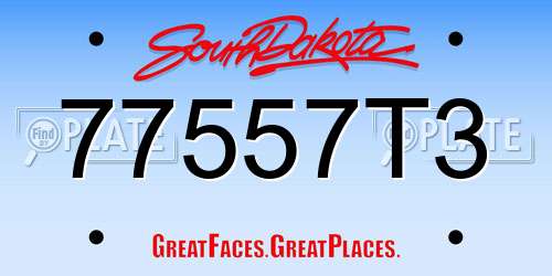 77557T3 South Dakota License Plate