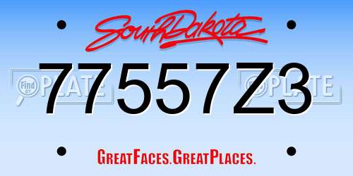 77557Z3 South Dakota License Plate