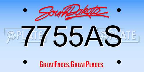 7755AS South Dakota License Plate