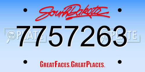 7757263 South Dakota License Plate