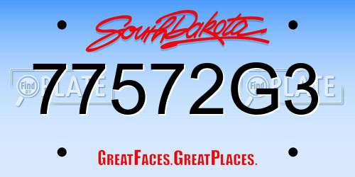 77572G3 South Dakota License Plate