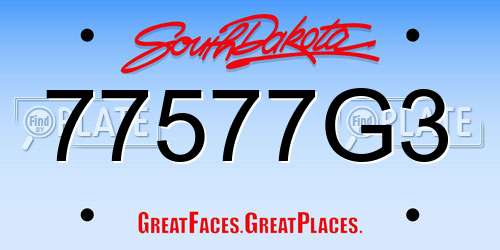 77577G3 South Dakota License Plate