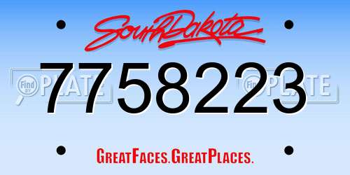 7758223 South Dakota License Plate