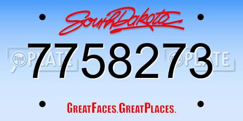 7758273 South Dakota License Plate