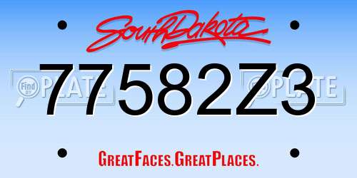 77582Z3 South Dakota License Plate
