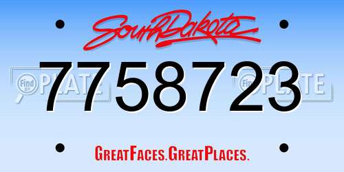 7758723 South Dakota License Plate