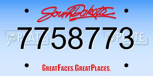 7758773 South Dakota License Plate