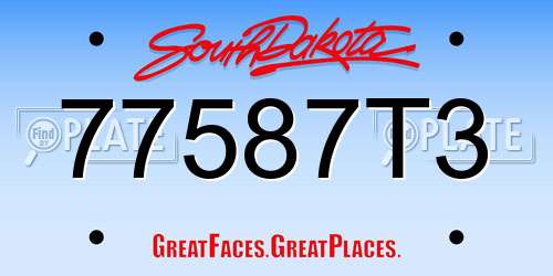 77587T3 South Dakota License Plate