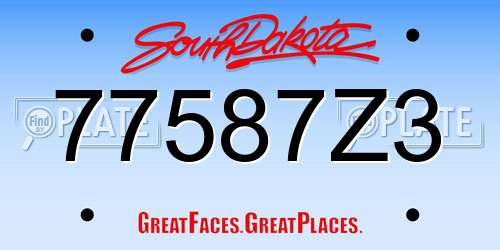 77587Z3 South Dakota License Plate