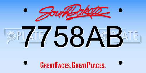 7758AB South Dakota License Plate