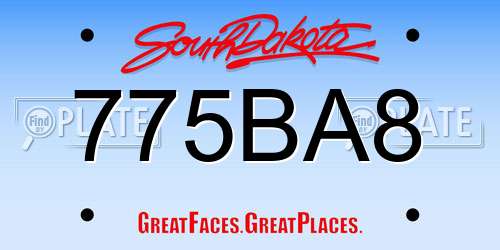 775BA8 South Dakota License Plate