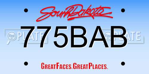 775BAB South Dakota License Plate