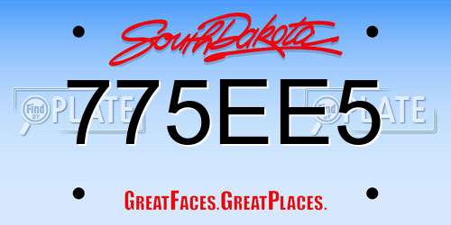 775EE5 South Dakota License Plate