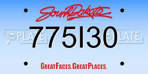 775I30 South Dakota License Plate