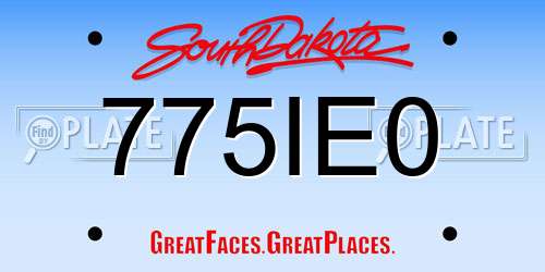 775IE0 South Dakota License Plate