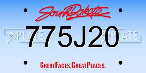 775J20 South Dakota License Plate
