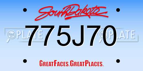 775J70 South Dakota License Plate